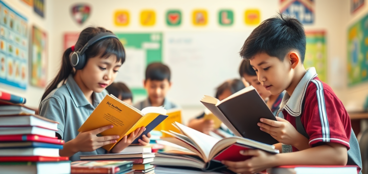 create a featured image that visually captures the theme of | Strategi Meningkatkan Literasi Siswa di Indonesia